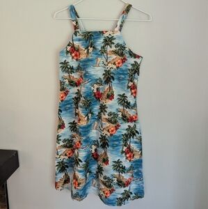 Hilo Hattie Hawaiian Original Girls XL Womens XS Sleeveless Dress Blue 159
